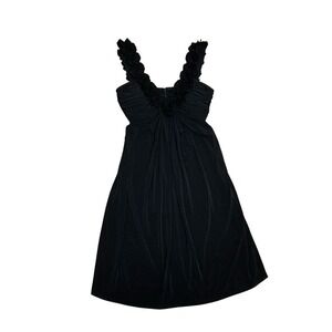 Maggie London Black Ruffled Midi Dress Size 8